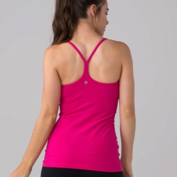 Lululemon Power Y Tank Hot Pink Straps Size 6 - Picture 2 of 9